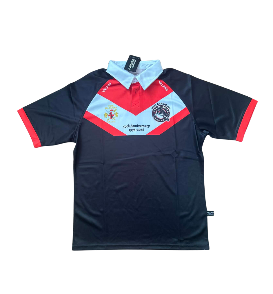 New Earswick All Blacks Semi Fit 50th Anniversary Rugby League Shirt