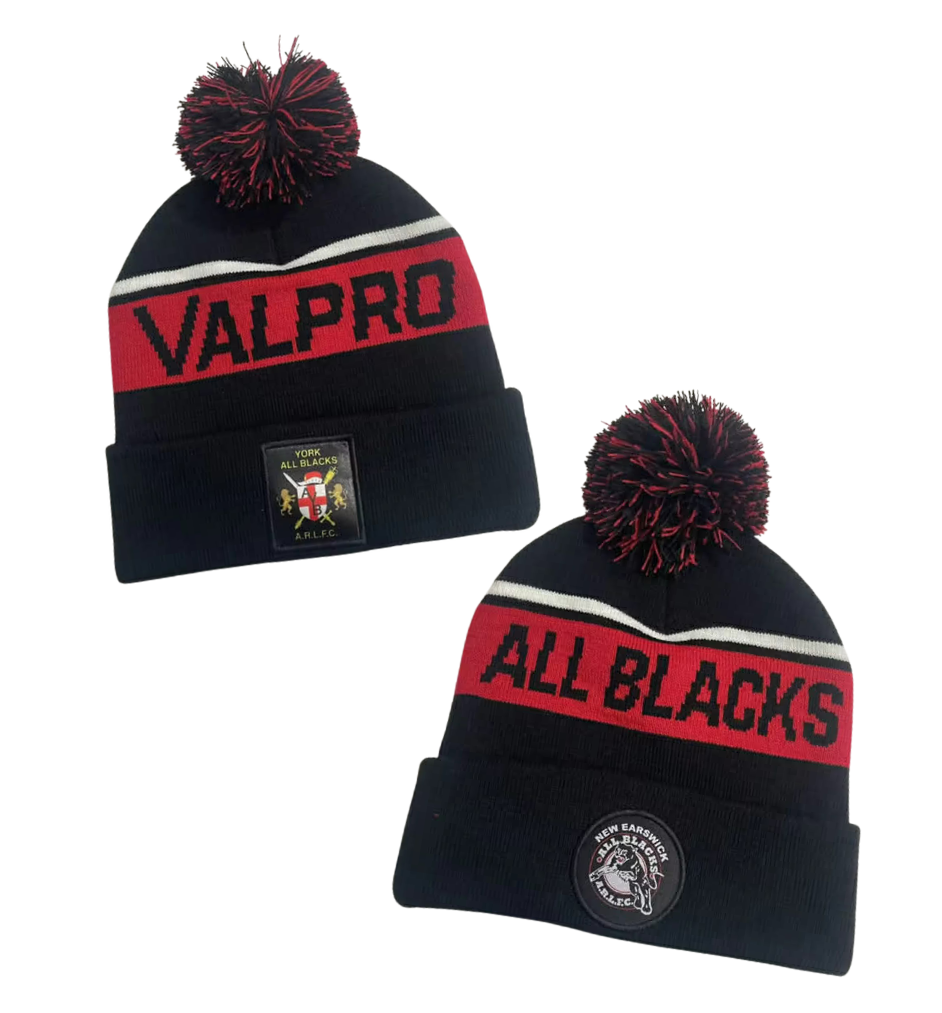 New Earswick All Blacks Rugby League Bobble Hat